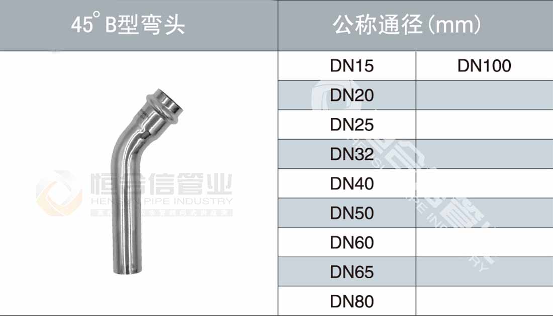 45°B型彎頭參數(shù)1